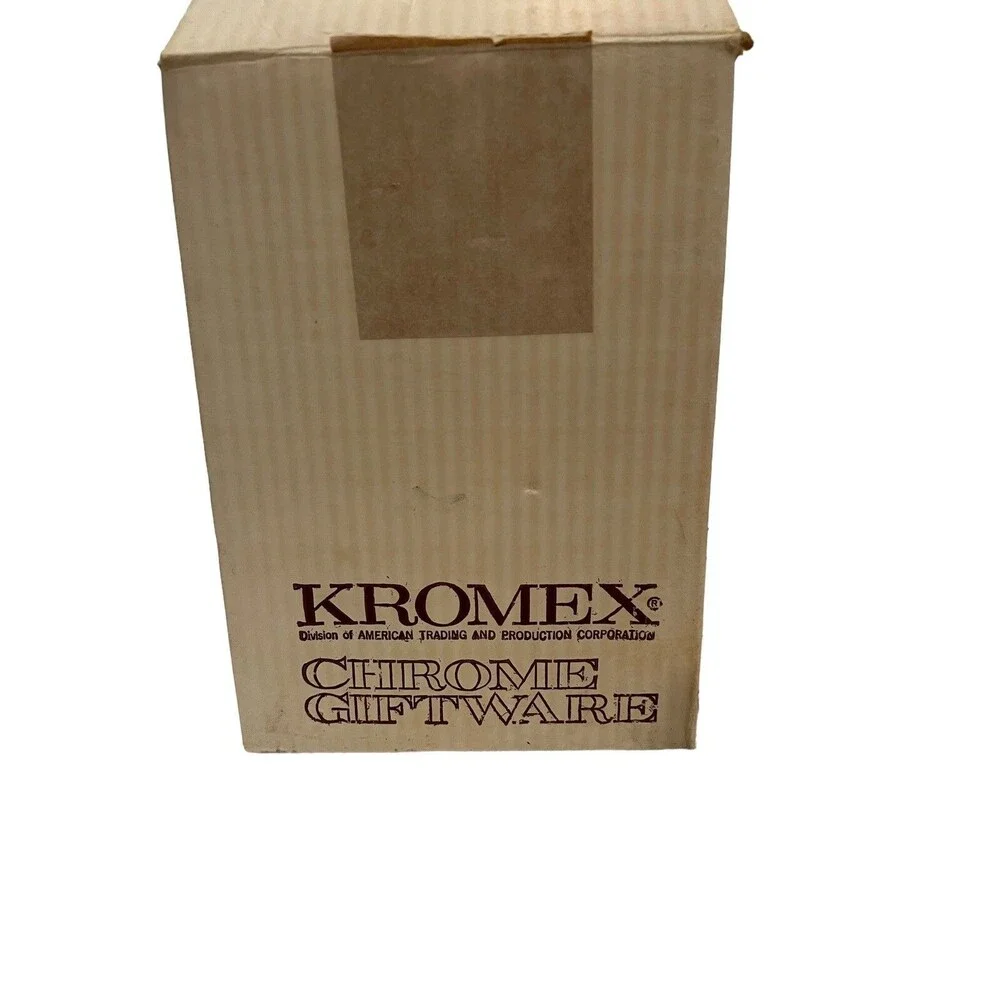 Vintage Kromex Ice Bucket Walnut Chrome MCM 1960s Barware EUC w/ Box